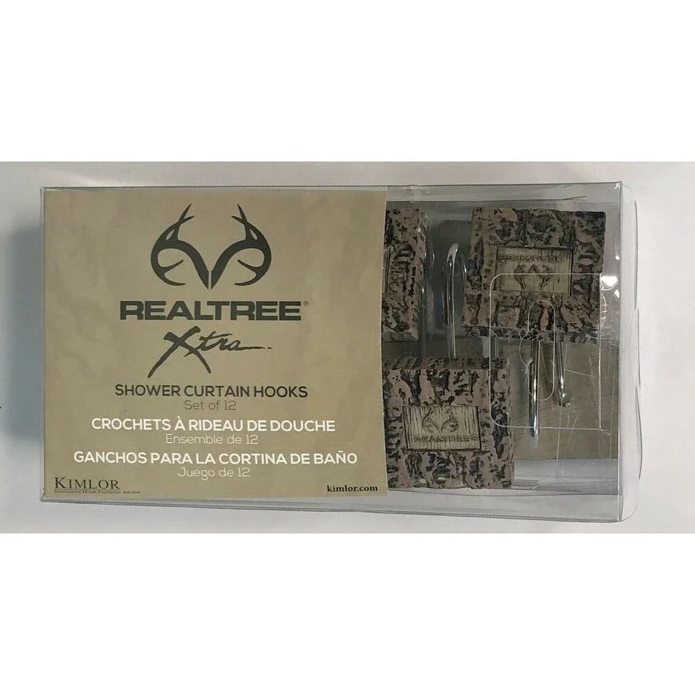 RealTree Shower Curtain Hooks 12 Resin Deer Skull Antler Rustic Cabin Camp Lodge